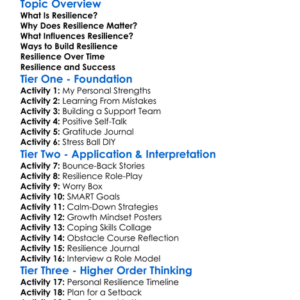 Building Resilience Worksheet Activity Booklet