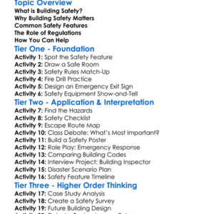 Building Safety Worksheet Activity Booklet