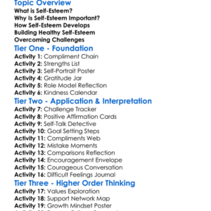 Building Self-Esteem Worksheet Activity Booklet