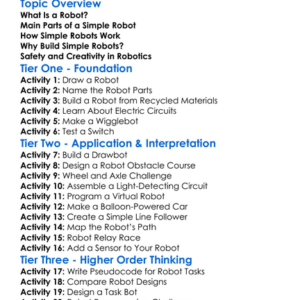 Building Simple Robots Worksheet Activity Booklet