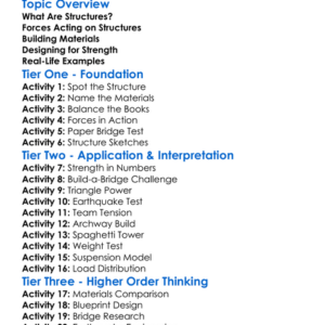 Building Strong Structures Worksheet Activity Booklet