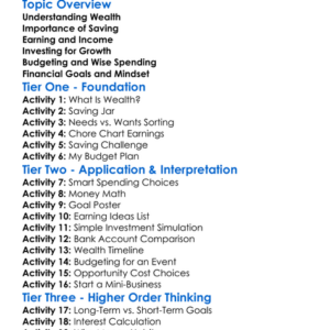 Building Wealth Worksheet Activity Booklet