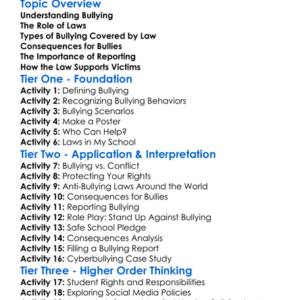 Bullying And The Law Worksheet Activity Booklet