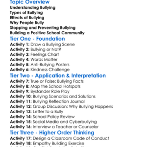 Bullying In Schools Worksheet Activity Booklet
