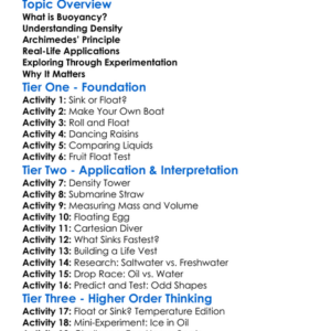 Buoyancy And Density Worksheet Activity Booklet