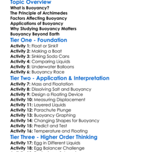 Buoyancy Worksheet Activity Booklet