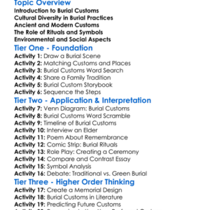 Burial Customs Worksheet Activity Booklet