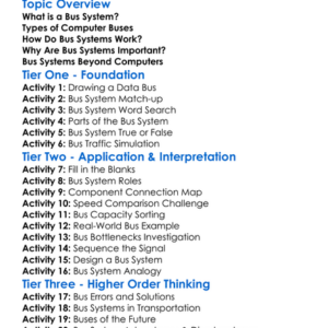 Bus Systems Worksheet Activity Booklet