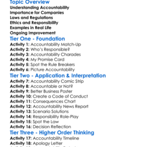 Business Accountability Worksheet Activity Booklet
