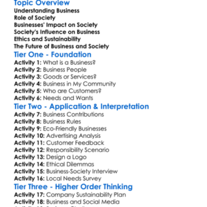 Business And Society Worksheet Activity Booklet