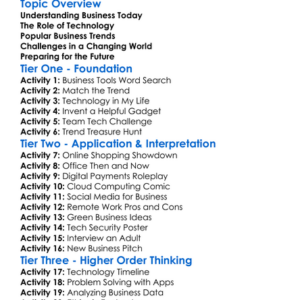 Business And Technology Trends Worksheet Activity Booklet