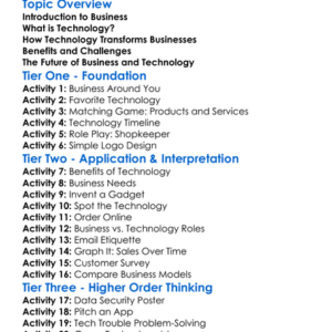 Business And Technology Worksheet Activity Booklet