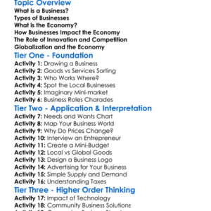 Business And The Economy Worksheet Activity Booklet
