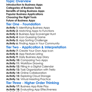 Business Apps And Tools Worksheet Activity Booklet
