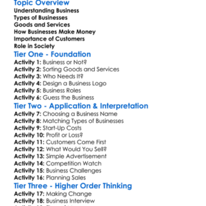 Business Basics Worksheet Activity Booklet