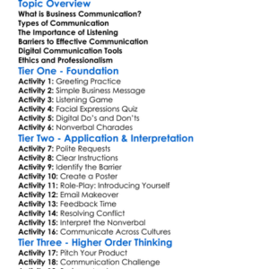 Business Communication Skills Worksheet Activity Booklet