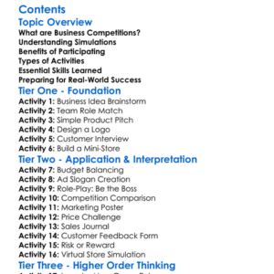 Business Competitions And Simulations Worksheet Activity Booklet