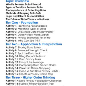 Business Data Privacy Worksheet Activity Booklet
