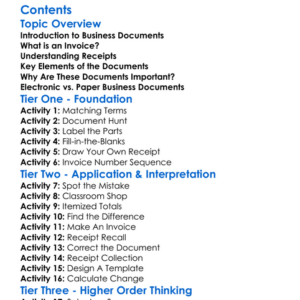 Business Documents Invoices Receipts Worksheet Activity Booklet