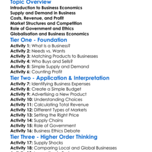 Business Economics Worksheet Activity Booklet