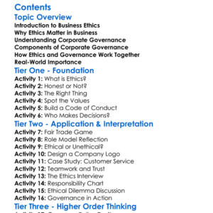 Business Ethics And Corporate Governance Worksheet Activity Booklet