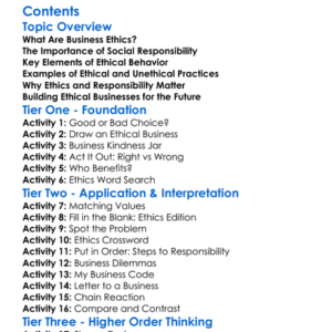 Business Ethics And Social Responsibility Worksheet Activity Booklet