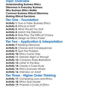 Business Ethics Dilemmas Worksheet Activity Booklet