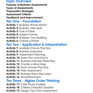 Business Exams And Assessments Worksheet Activity Booklet