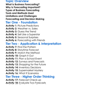Business Forecasting Worksheet Activity Booklet