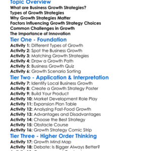 Business Growth Strategies Worksheet Activity Booklet