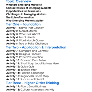 Business In Emerging Markets Worksheet Activity Booklet