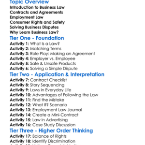 Business Law Basics Worksheet Activity Booklet