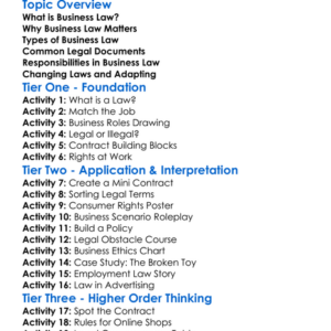 Business Law Essentials Worksheet Activity Booklet