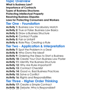 Business Law Fundamentals Worksheet Activity Booklet