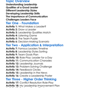 Business Leadership Development Worksheet Activity Booklet