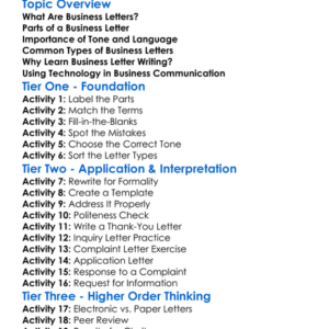 Business Letters Worksheet Activity Booklet