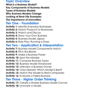 Business Models Worksheet Activity Booklet