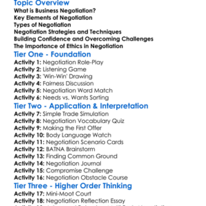 Business Negotiation Skills Worksheet Activity Booklet