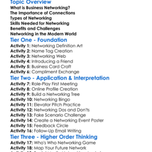 Business Networking Worksheet Activity Booklet
