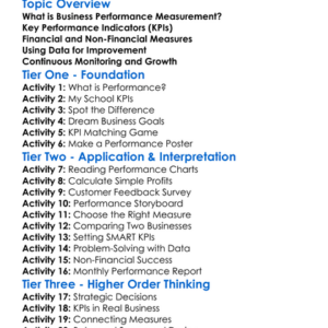 Business Performance Measurement Worksheet Activity Booklet