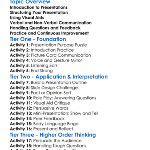 Business Presentation Skills Worksheet Activity Booklet