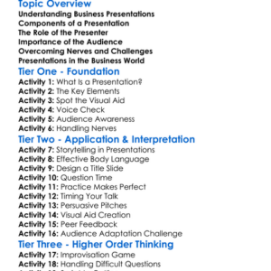 Business Presentations Skills Worksheet Activity Booklet