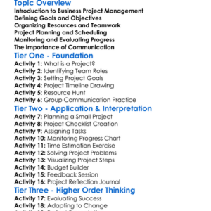Business Project Management Worksheet Activity Booklet
