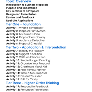 Business Proposal Writing Worksheet Activity Booklet