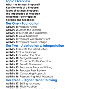 Business Proposals Worksheet Activity Booklet