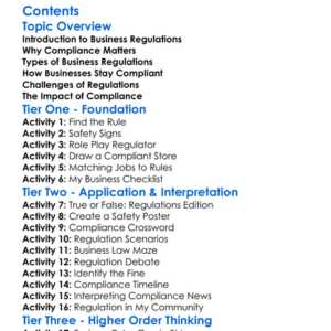 Business Regulations And Compliance Worksheet Activity Booklet