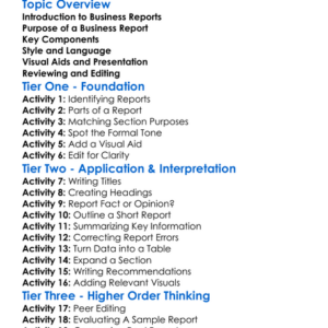 Business Report Writing Worksheet Activity Booklet