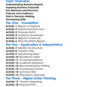 Business Reports And Proposals Worksheet Activity Booklet