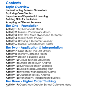 Business Simulations And Case Studies Worksheet Activity Booklet