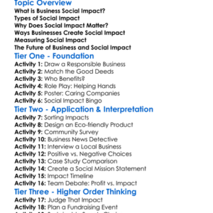 Business Social Impact Worksheet Activity Booklet